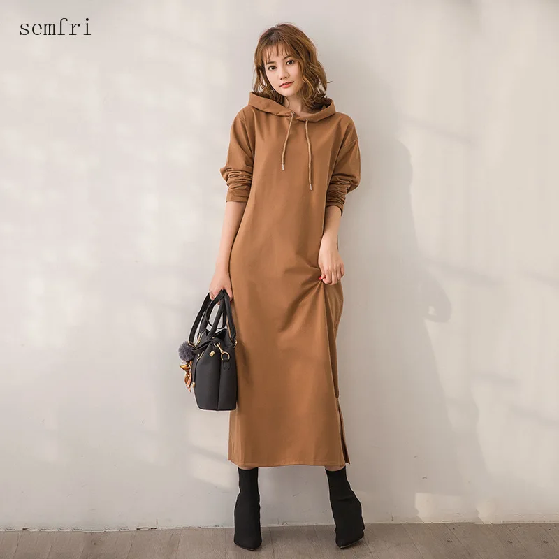 Весенне-осеннее платье Semfri женские элегантные платья с капюшоном Женская