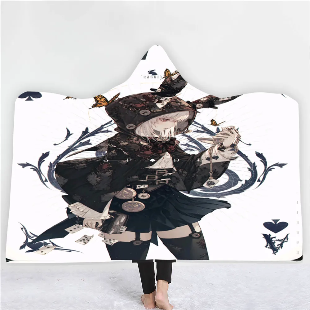 Одеяло с капюшоном и 3D-принтом аниме Joker удобное теплое флисовое постельное белье