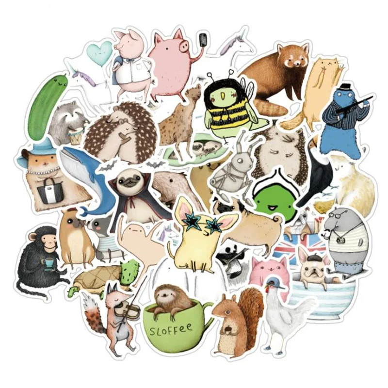 70 шт микс стилей Милые акварельные животного Стикеры неоновый светильник