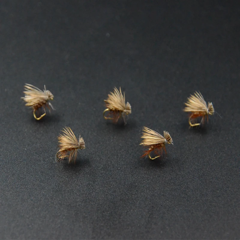 6 шт. 14# коричневый/Загар лося волосы caddis нахлыстом сухие мухи 2 стиля взрослые caddis мухи/stoneflies приманки яркий steelhead grayling