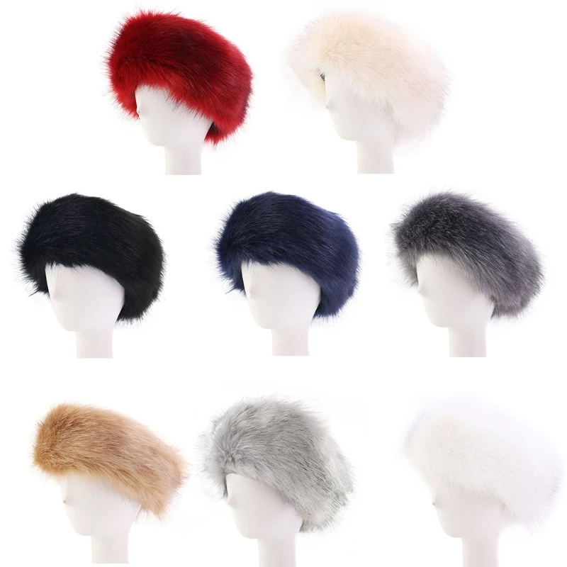 Winter Furry Hairband Elastic Faux Fur Headband Hat Ski Hats Winter Outdoor Ear Warmer Soft Warm Earmuff Head Wraps images - 6