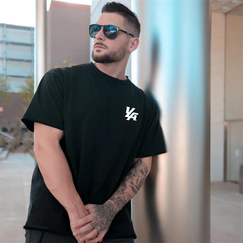 

Мужская летняя футболка, Спортивная рубашка для бега и фитнеса, Мужская подходящая одежда с коротким рукавом, мужская хлопковая спортивная ...