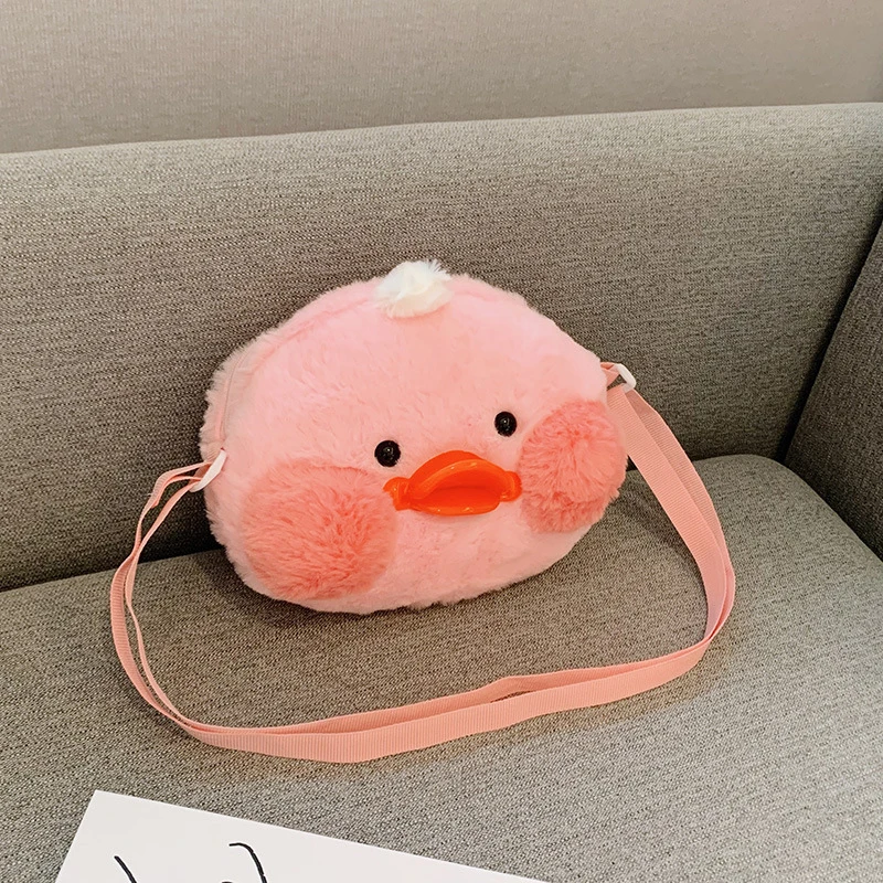 

2019 New Cartoon Plush Messenger Bags Cute Soft Duck Crossbody Lovely Girl Shoulder Bag Women Casual Fur Handbags