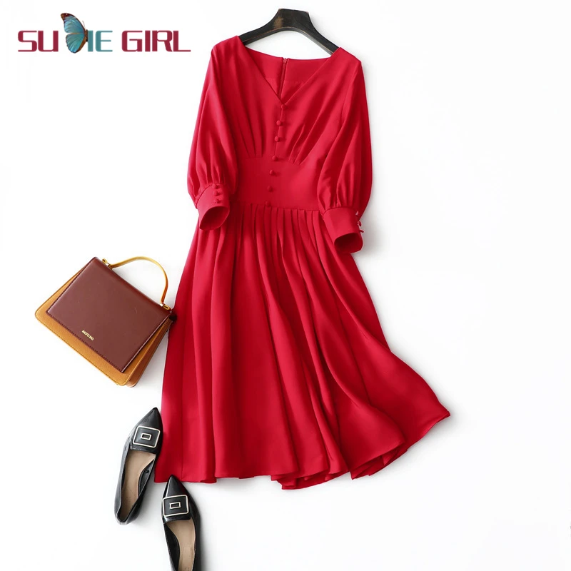 SUDIE/женское Красное приталенное платье с длинными рукавами в стиле диких танцев