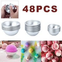 newest 48pcs aluminum bath bomb molds sphere round ball mould diy crafting tools set homemade salt ball crafting gifts mould