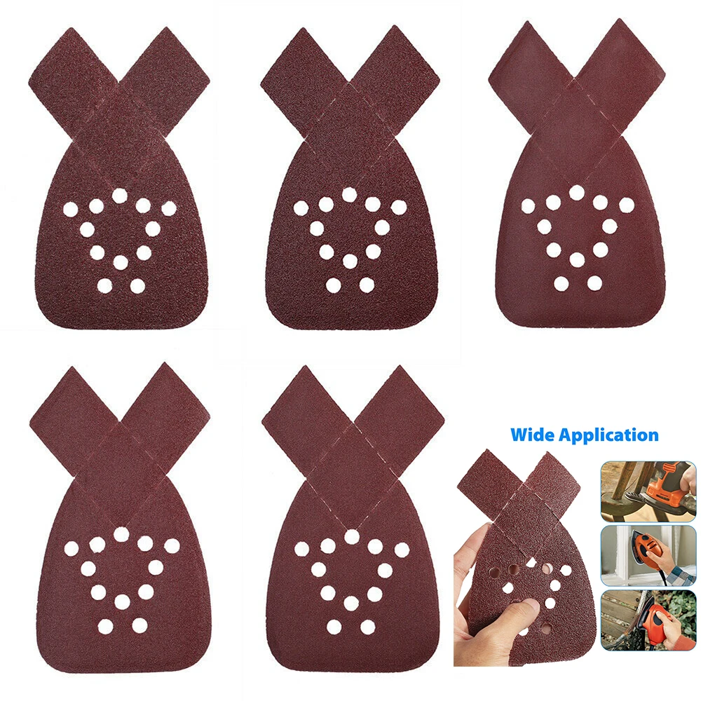

50pcs Sanding Sheets Hook & Loop Pads Reddish Brown 60/80/120/150/220 Grit