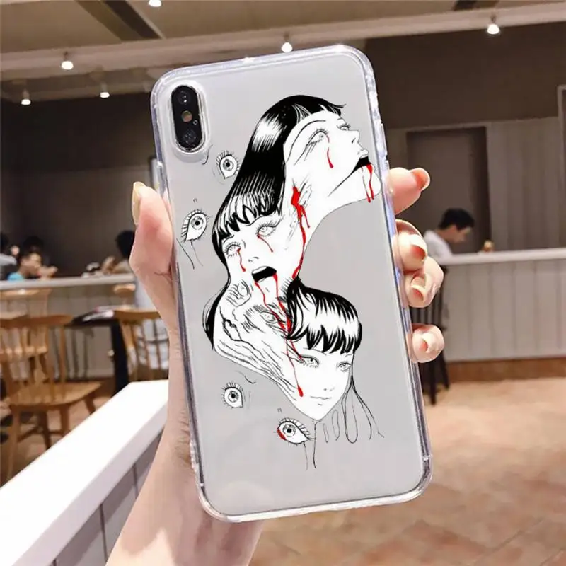 

Junji Ito Tees Horror Anime Phone Case Transparent soft For iphone 5 5s 5c se 6 6s 7 8 11 12 plus mini x xs xr pro max