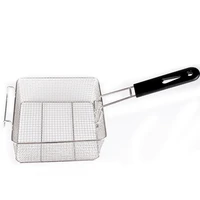 square plastic handle stainless steel strainer serving food hanging fryer fry basket detachable kitchen tool