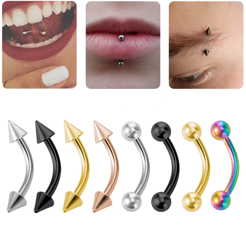 

5pcs Stainless Steel Eyebrow Piercing Curved Barbell Banana Ring Lip Tongue Navel Stud Snug Daith Helix Earring Body Jewelry 16G