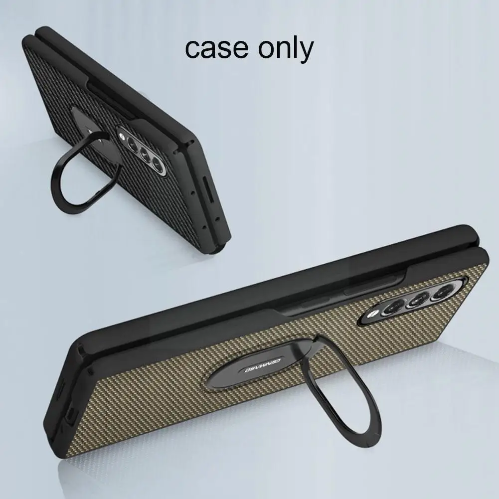 

Carbon Fiber Texture Ring Bracket Case For Samsung 5G Fold Protective PC Hard Z Cover Case Z 360 3 For Galaxy Fold Full Gal T0G3