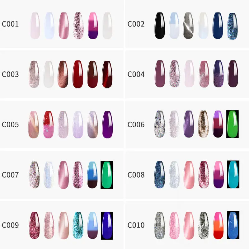 Elite99 Luminous Gel Polish Set 6Pcs Thermal Changing Hybrid Nail Glitter Varnish Magnet Cat Eye For Manicure Kit | Красота и