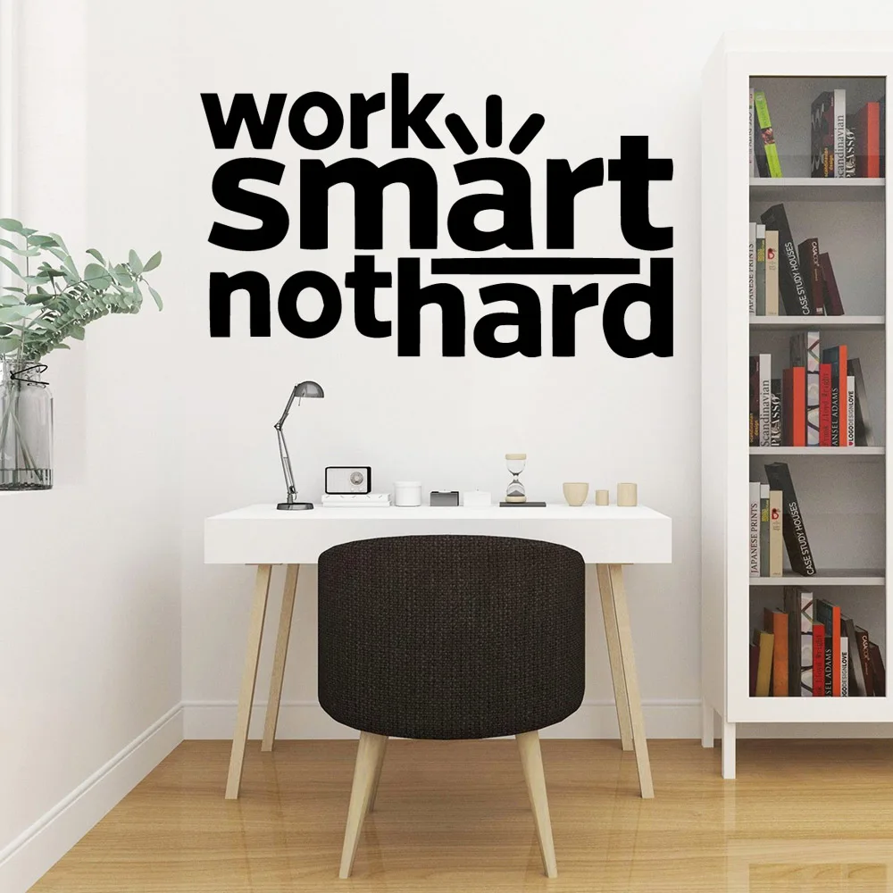Наклейки на стену водостойкие с надписью Work Smart | Дом и сад