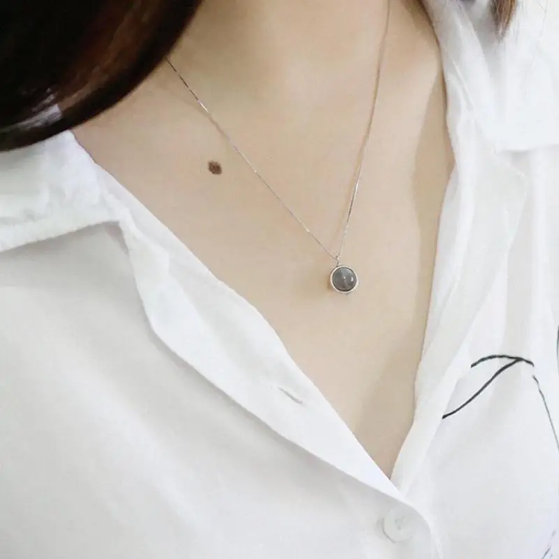 Настоящее чистое ожерелье 925 Чистое серебро лабрадор с цепочкой в коробке