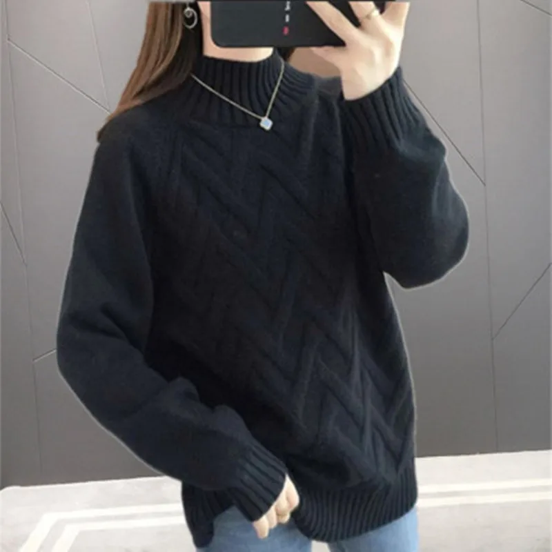 Новинка Осень-зима 2022 корейский свитер с воротником хомут Женский пуловер