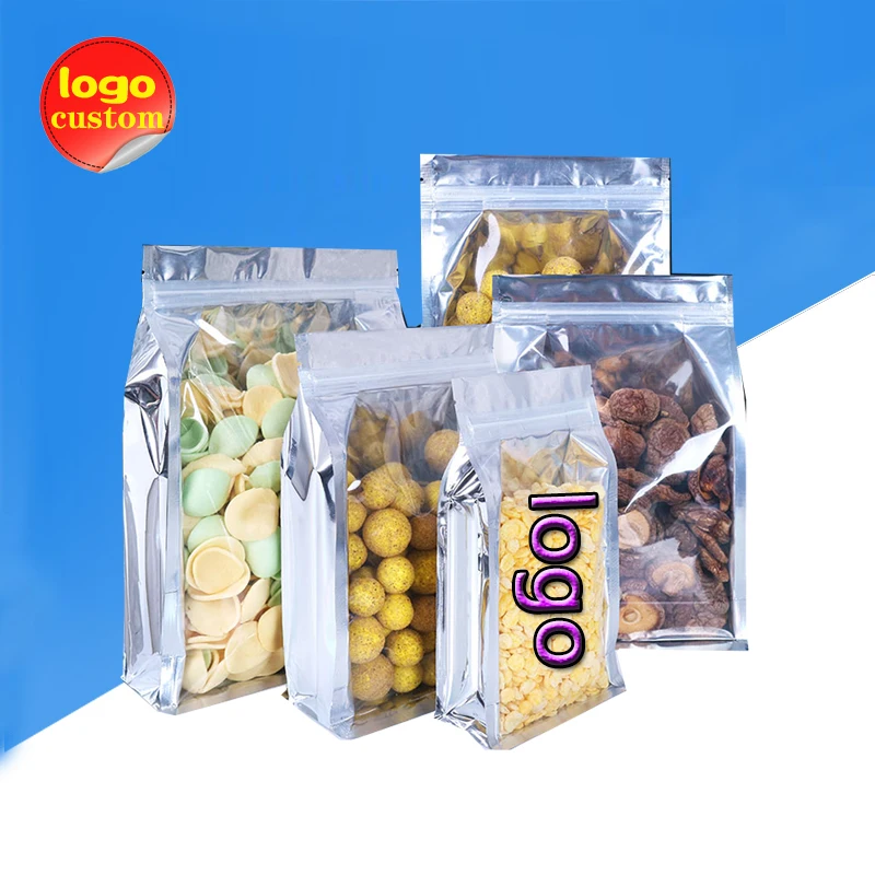 Translucent Ziplock Zipper Mylar Foil Bag Standing Large Eight Side Sealing Packing for Nut Candy Snack Rice Dog Cat Food Grains