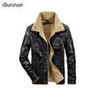 ISurvivor 2022 Новая мода мужская кожаная куртка мужская брендовая одежда теплая куртка зимняя меховая мужская кожаная куртка
