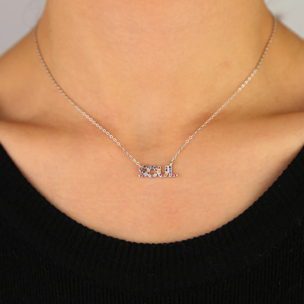 925 Серебряная Мода Крошечное изящное микро разноцветное ожерелье с подвеской в