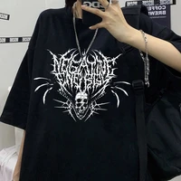 harajuku vintage y2k aesthetic goth graphic punk streetwear grunge skull t shirts woman clothes oversized tshirt anime top women