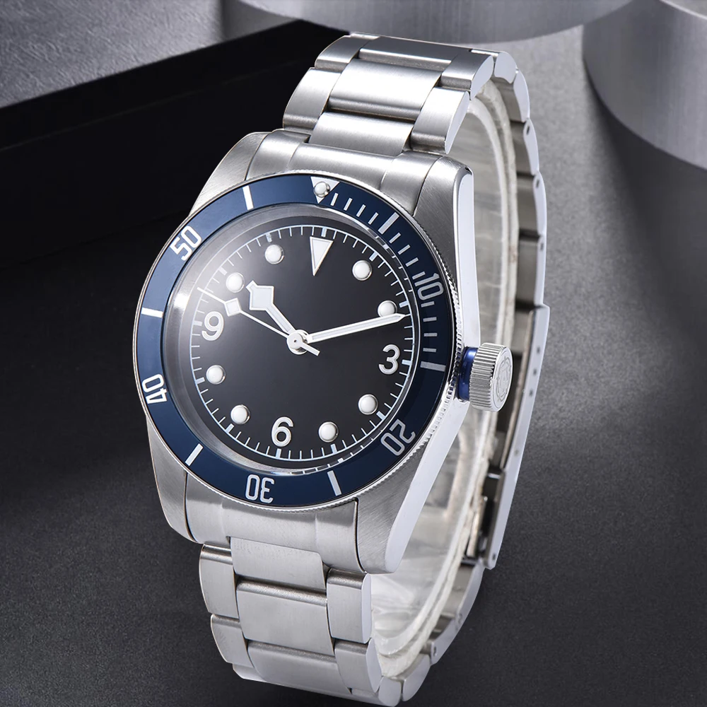 Автоматические Мужские механические часы алюминиевые синие Светящиеся в
