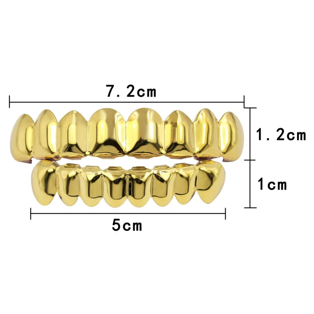 OH 8/8 Hip Hop Teeth Grillz Set Gold Silver Color Top &amp Bottom Body Jewelry Punk Cosplay Party Tooth Grills Gifts | Украшения и
