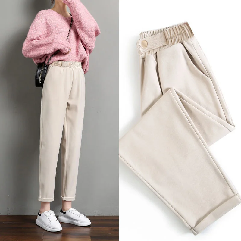 

Women's trousers fall winter loose cotton in a straight line casual pants with high waist mujer pantalones Fashion Favourite