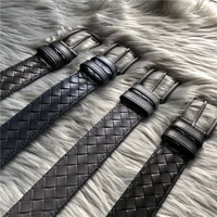 mens belt 100 cowhide baby fabric luxury brand classic woven simple high end alloy buckle 2020 new spot gifts for accessories