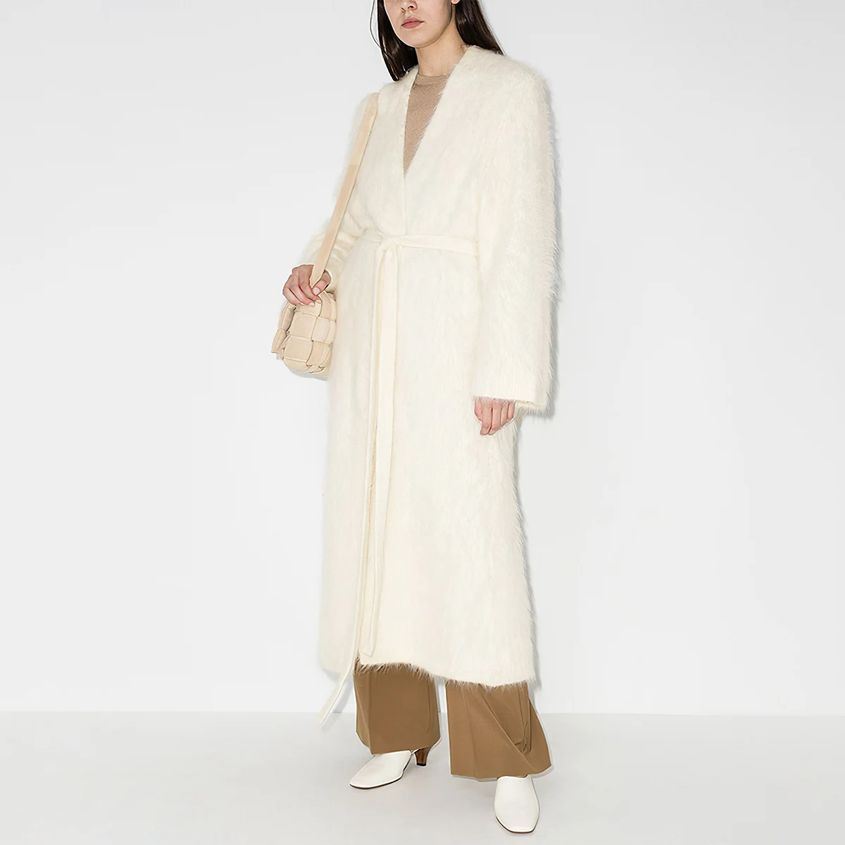 

Pirate Hippie Alpaca Solid Woolen Cloth Coat Women Autumn Winter V Neck Adjustable Waist Jacket Casual Vintage Long Overcoats