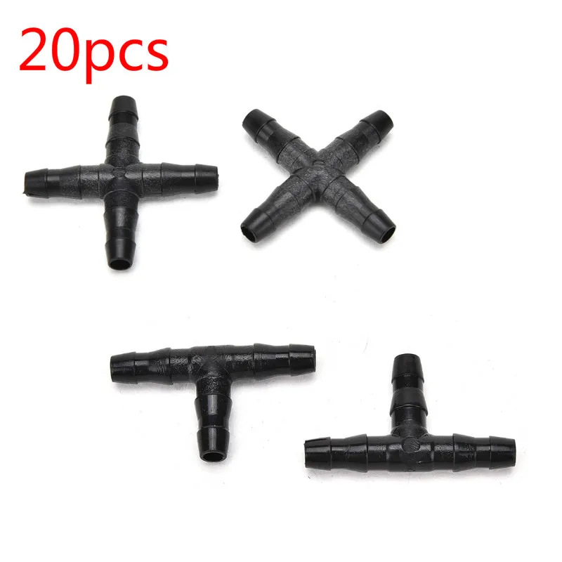 

20 шт. Оросительная труба 1/4 дюйма, тройник с зазубринами, фитинг для шланга, столярная система для шланга 4 мм/7 мм