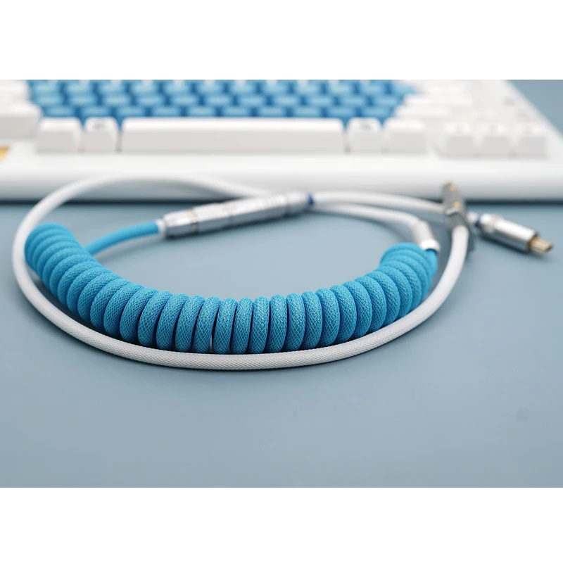 

Механическая клавиатура GeekCable ручной работы с кабелем для передачи данных для GMK тема SP Keycap Line CA66 синий и белый цвет