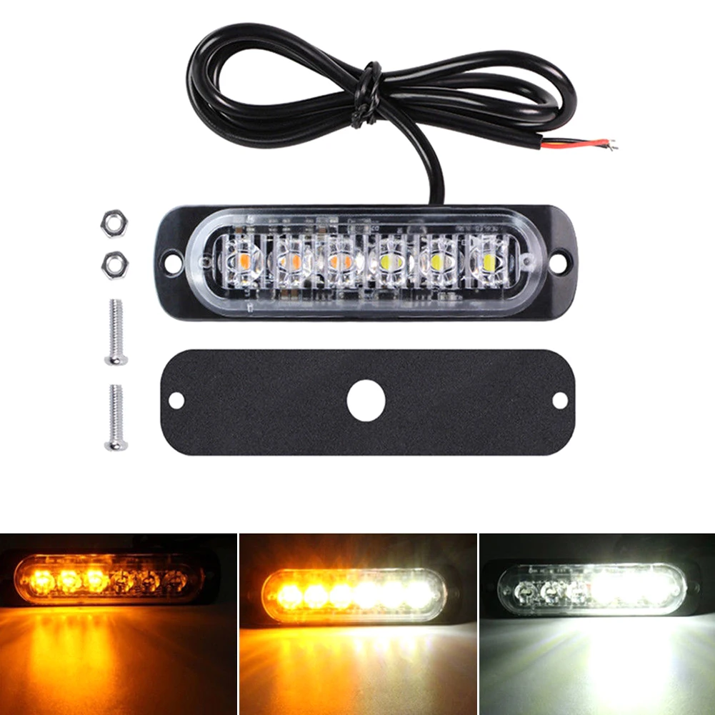 

12PCS 18W Strobe 6 LED Light White Amber Emergency Hazard Flashing Warning Tow Truck 12V 24V Waterproof
