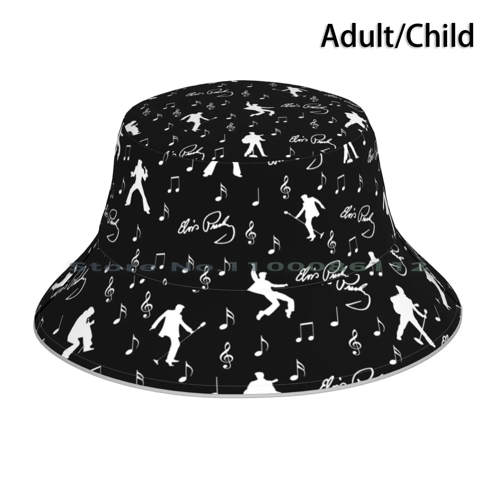 

Elvis Presley Pattern Bucket Hat Sun Cap Pattern Silhouette Elvis Presley Hawaii Aloha White Suit Music Singer Icon History