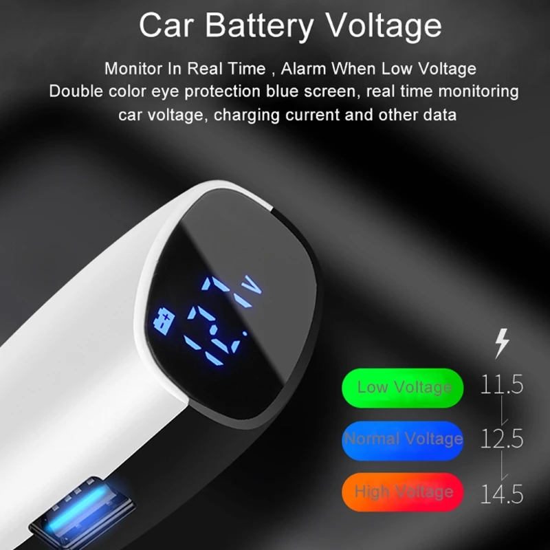 

Adjustable Angle Dual USB Ports 3.1A Car Charger 12V 24V Digital LED Voltmeter