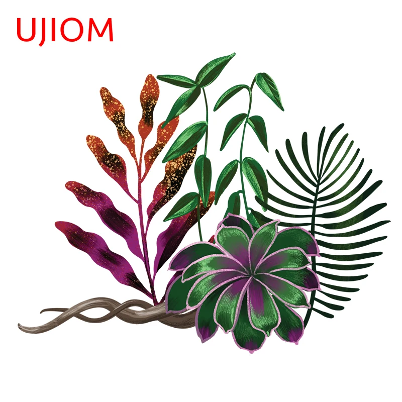 Ботанические наклейки на стену в виде листьев UJIOM, украшение для дома, переключатель, панель, наклейки для комнаты, Декор, Фреска, искусство, водонепроницаемый