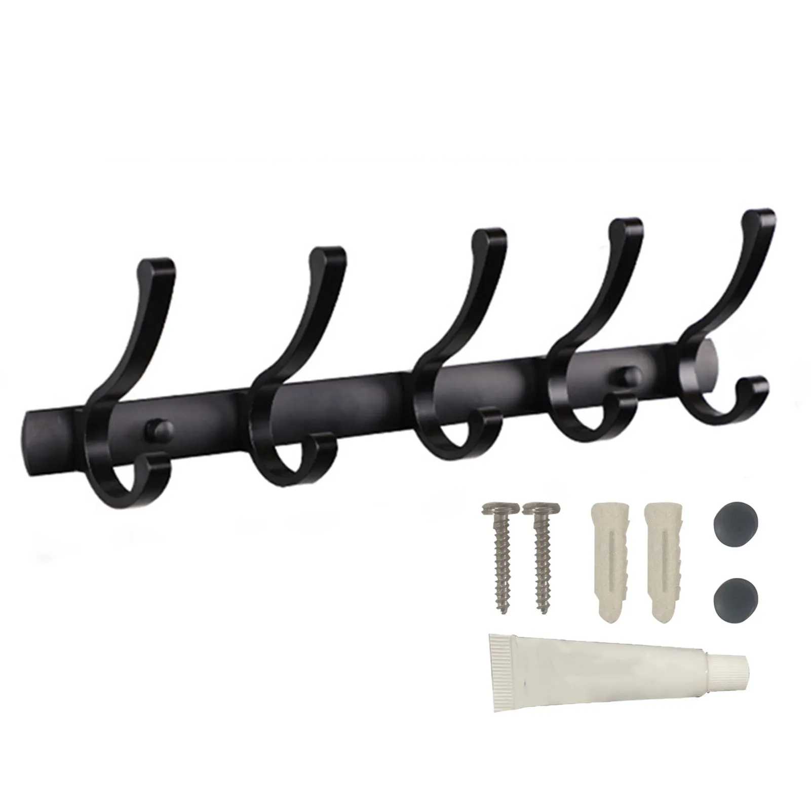 

Simple Wall Mounted Multifunctional Modern With Hooks Coat Rack Black Accessories Entryway Hat Towels Bathroom Space Aluminum