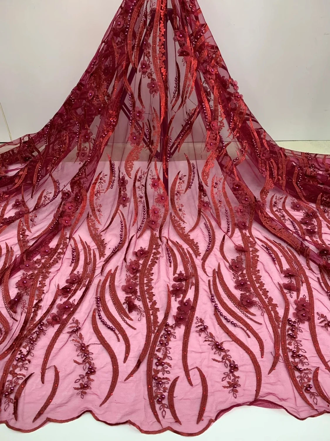 Новое поступление розовая африканская кружевная ткань ФРАНЦУЗСКИЙ нигерийский