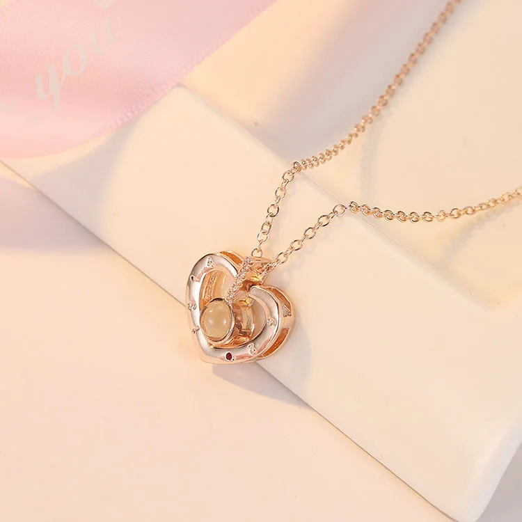 

Letter Necklace 100 Languages I Love You Projection Pendant Necklace Women Jewelry Collier Femme Bijoux Best Friends Gifts