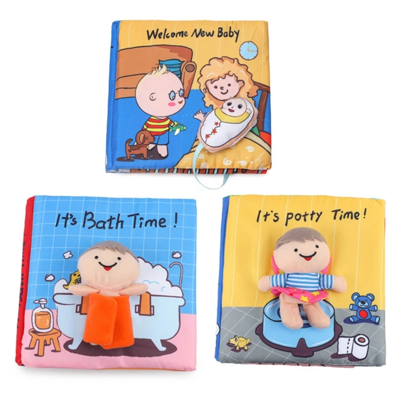 

T5EC Baby Early Childhood Education 3D Cloth Book Practice Hand Soft Washable Unfold Parent-Child Interaction Book Infants Toys