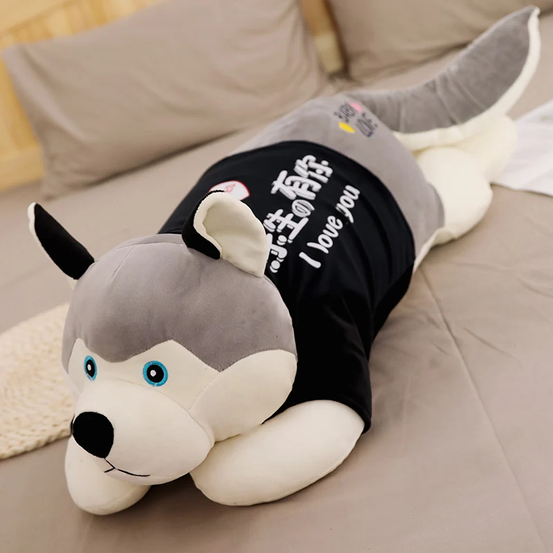 Comprar 1 Pieza De 60-100cm De Dibujos Animados Lindo Perro De Peluche Suave Animal De Peluche Muñeca Cojín De Husky Kawaii Regalo De Navidad Para Los Niños