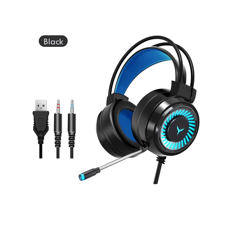 Игровая гарнитура Gamer Surround Sound USB 3 5 мм Проводная RGB светильник Игровые наушники С
