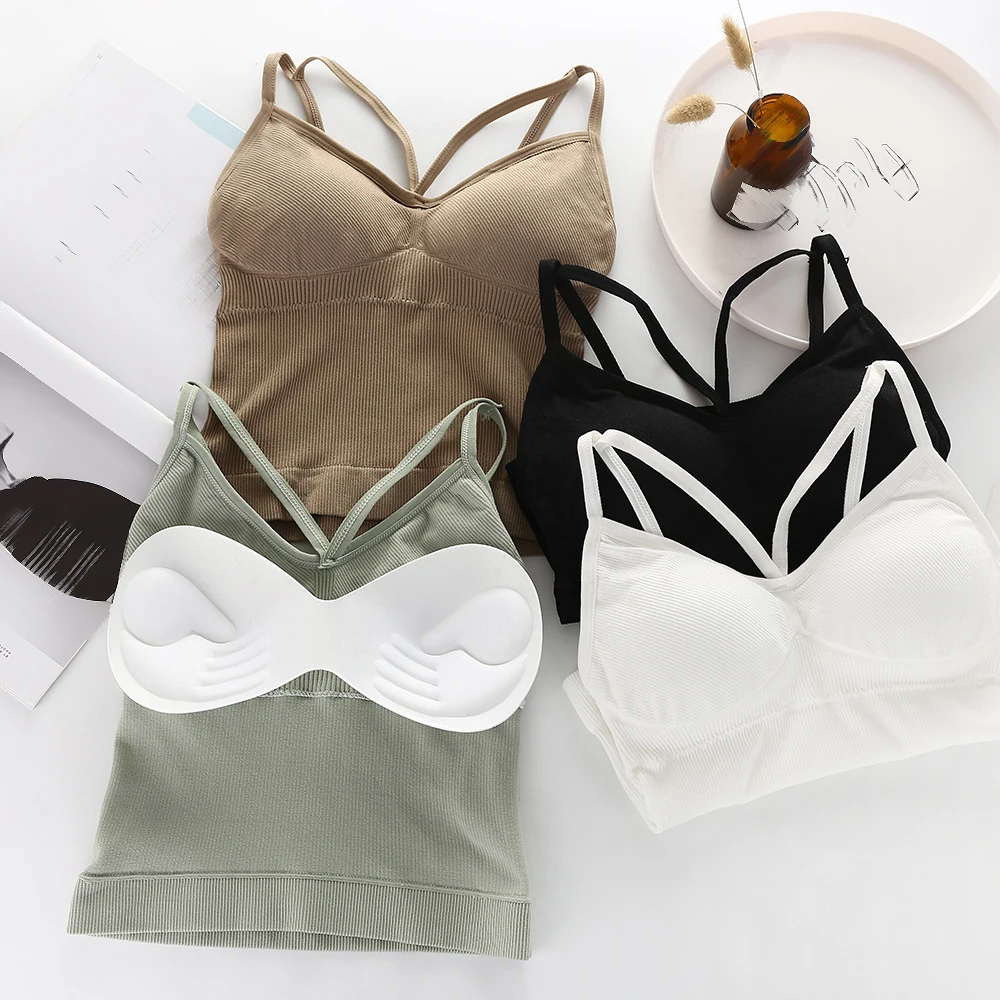 

Women's Sport Yoga Bra Gym Workout Tank Tops Stretch Fitness Padded Underwear Cropped Top Women Tank Tops Athletic Push Up Bras