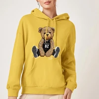 popular teddy bear oversized cartoon hoodie fashion women casual sweatshirt korean printed winter dino sweatshirt hooded sweatsh