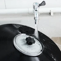 lp vinyl record cleaner clamp record label saver protector waterproof acrylic clean tool with cleaning cloth