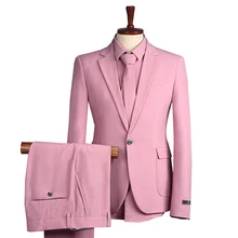 Terno terno de três peças terno masculino versão coreana do magro pequeno terno profissional formal vestido padrinhos traje do noivo casamento (4)