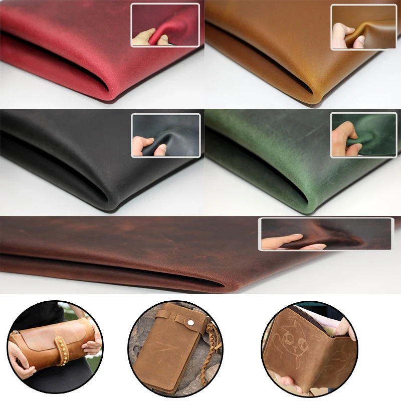 

2.0mm Natural Leather Crazy Horse Leather Color Genuine Leather for Diy Leather Craft for Belt Wallet Bag Shoes