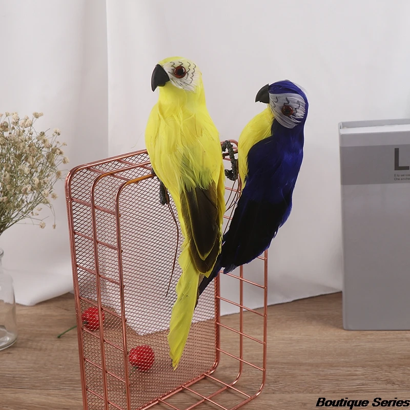 

25cm / 9.8" Smulation Parrot Feathers Lawn Doll Exquisite Decorative Objects Animal Birds Garden