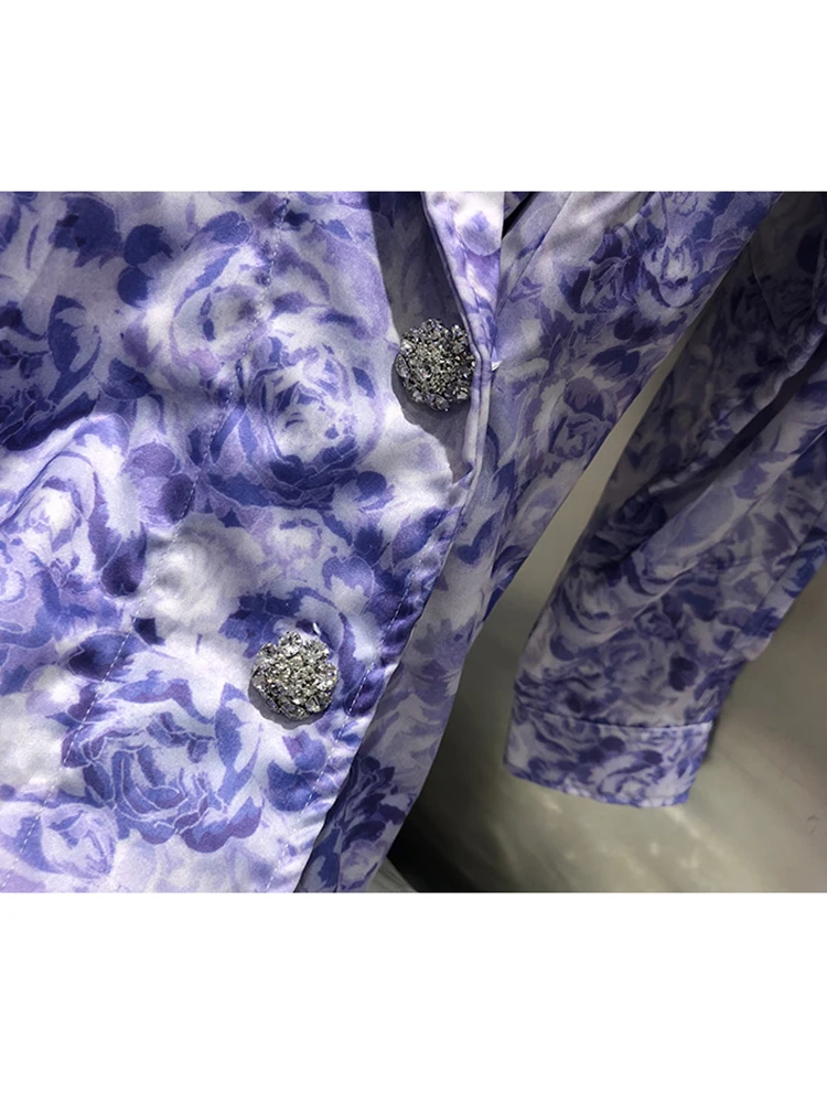 

heavy craft diamond Tight retro printing summer women's satin dress 2021Nwe summer ladies long sleeve temperament swing dress XL