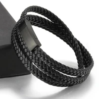 classic leather wrap bracelet for men trendy magnetic clasp bracelets fashion party jewelry