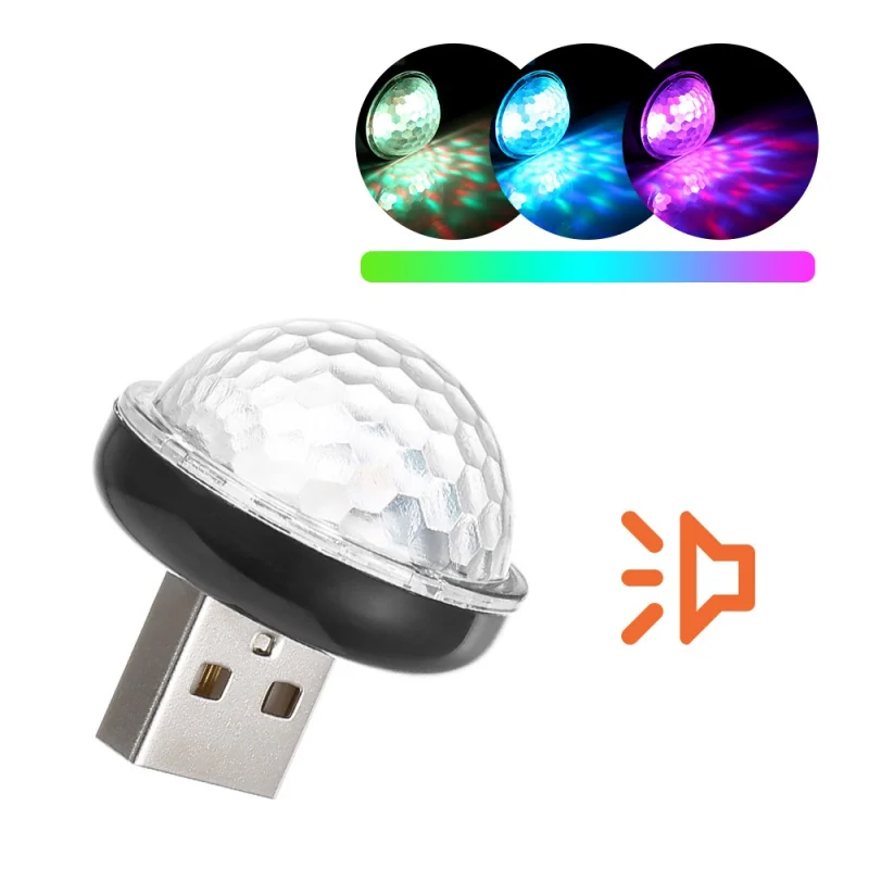 Новый разноцветный светодиодный USB светильник для салона автомобиля