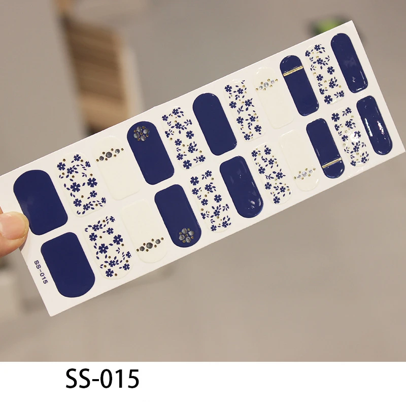 SS015 Lamemoria 22 Советы Клей для накладных ногтей стикер DIY маникюр Снежинка Блестящий лак для ногтей с блестками полоски Обертывания Аксессуары - Цвет: SS015