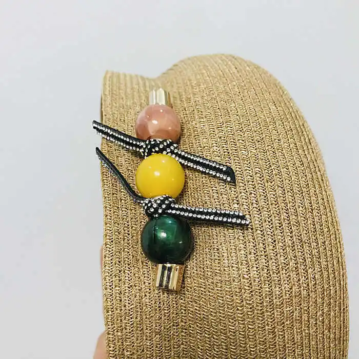 

Spring summer color bead decoration female retro straw beret painter hat simple casual straw hat fashion hat